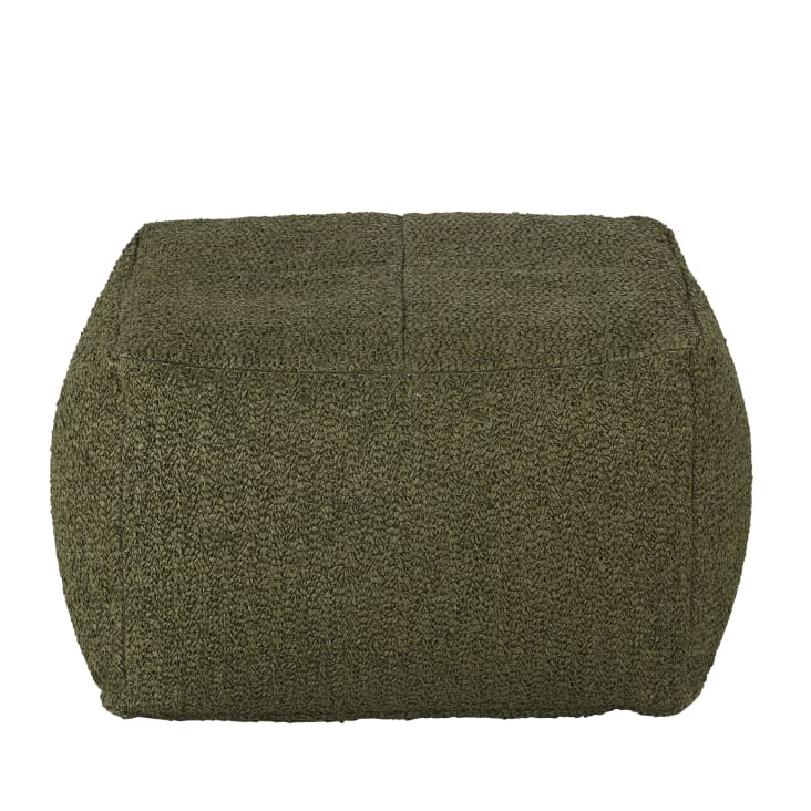 Pouf Alanya Atmosphera Vert Kaki - Tissu Velours Polyester, Diamètre 37.5 Cm - Avec Franges, Charge Max 110 Kg - 9
