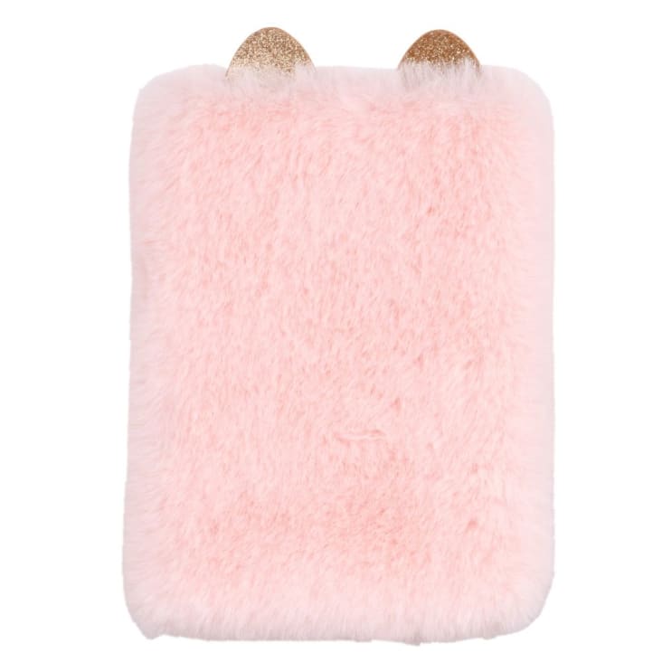 Quaderno per appunti gatto in pelliccia ecologica rosa-CALINOU