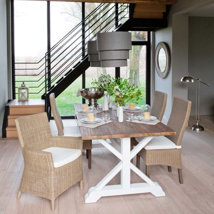 Rattan and solid mahogany chair-Hampton ambiance-3