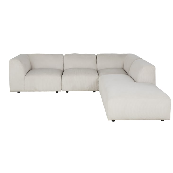 Rechtse ribfluwelen chaise longue voor modulaire zetel, beige Maisons