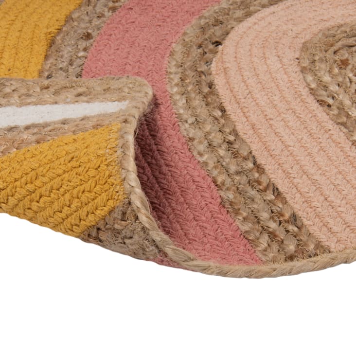 Runder Kinderteppich Regenbogen - Waschbarer Spielteppich 100x100cm