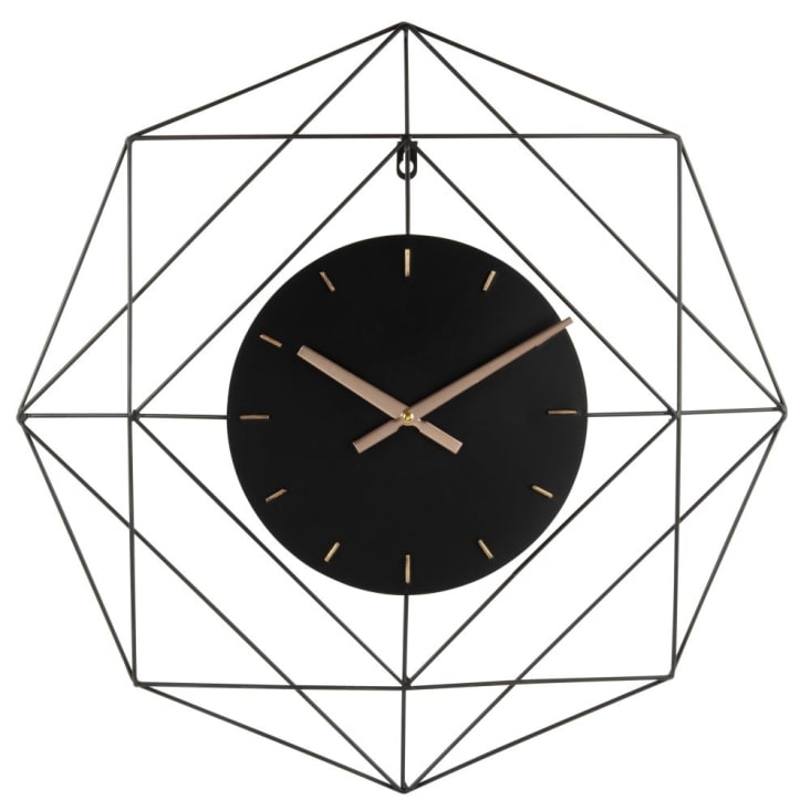 Relógio de arame de metal preto 60x60-ALSTON
