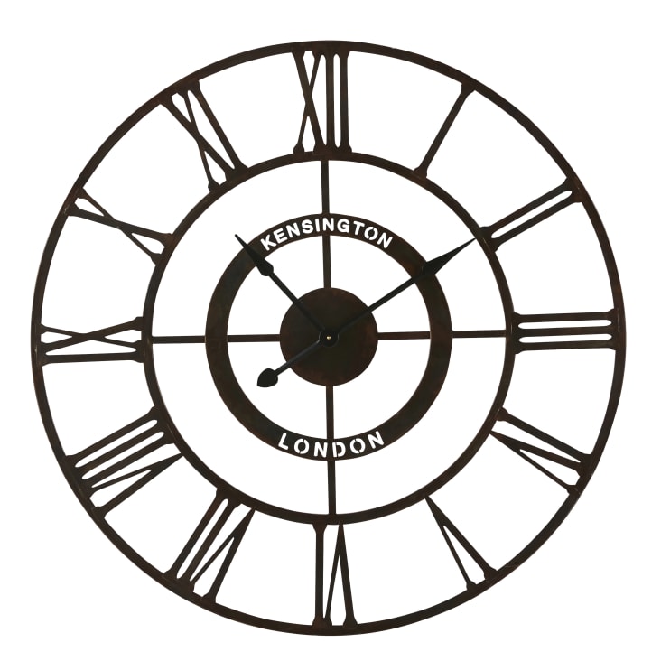 Reloj de pared mapamundi y espacio para corchos en metal negro D. 110  VINCIANNE