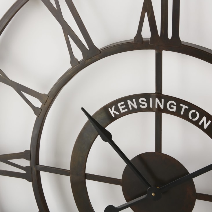 Reloj de pared con luz estilo industrial de metal marrón D. 110 KENSINGTON