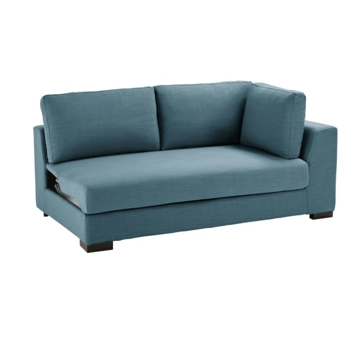Reposabrazos derecho para sofá cama modular de 2 plazas azul petróleo  Terence