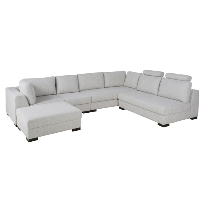 Reposabrazos derecho para sofá modulable de 2 plazas de tela reciclada gris  claro moteado, colchón de 10 cm Terence