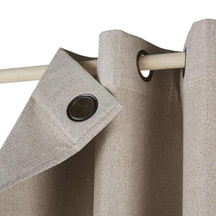 Cache Rideau Polyster Rideau occultant à oeillets en polyester recyclé tissé beige à l'unité ...