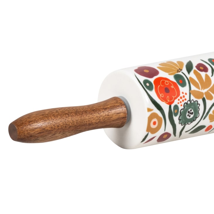 Rouleau à patisserie en grès et bois d