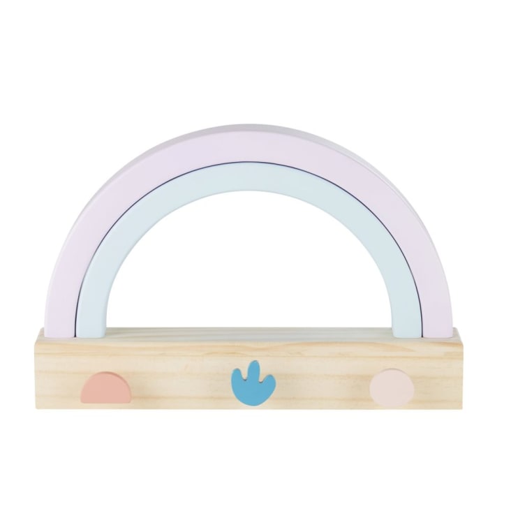 Roze, poederpaarse en blauwe grenenhouten kapstok met drie haken WYNWOOD Maisons du Monde