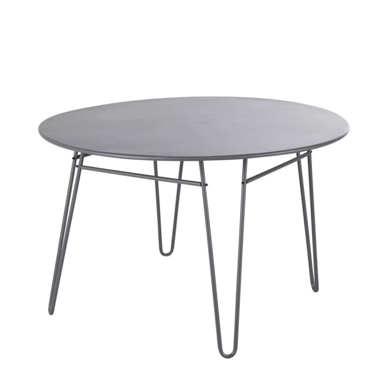 Runder Gartentisch aus grauem Stahl, 4 Personen, D120cm-Sandrino cropped-2
