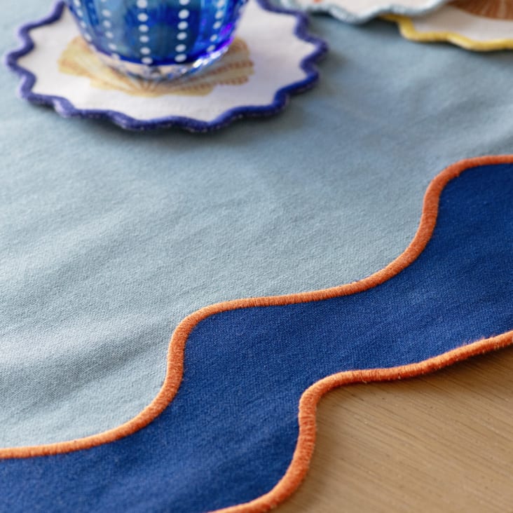 Runner Da Tavola 100% Cotone 45x120cm - Alta Qualità, Lavabile, Per Feste E Eventi, Colore Azzurro Cielo - Foto 4