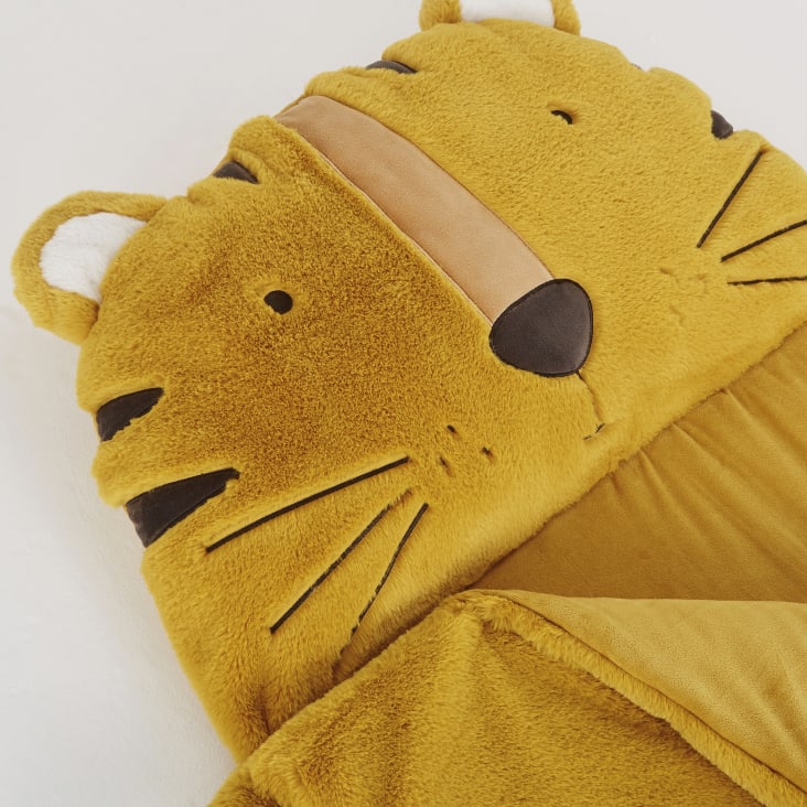 Sac de couchage enfant tigre jaune moutarde, gris anthracite et écru cropped-3