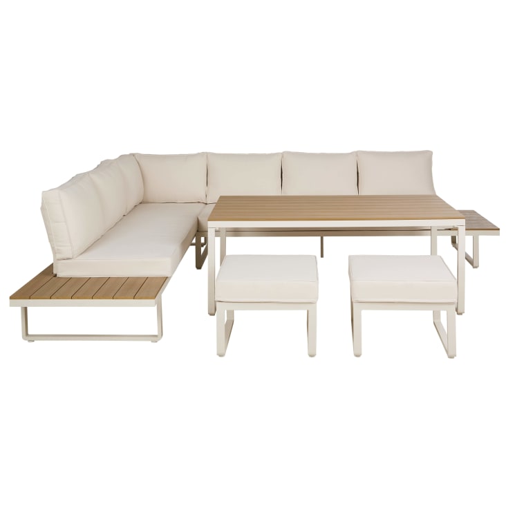 Salotto da Giardino 5 Posti Alluminio Beige con Cuscini