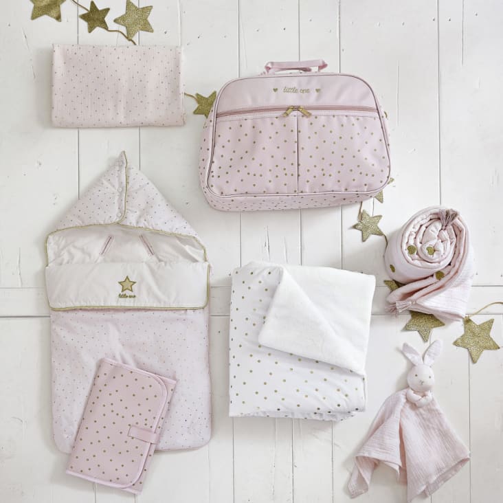 Bolso de maternidad fondo rosa estrellas blancas nueva coleccion
