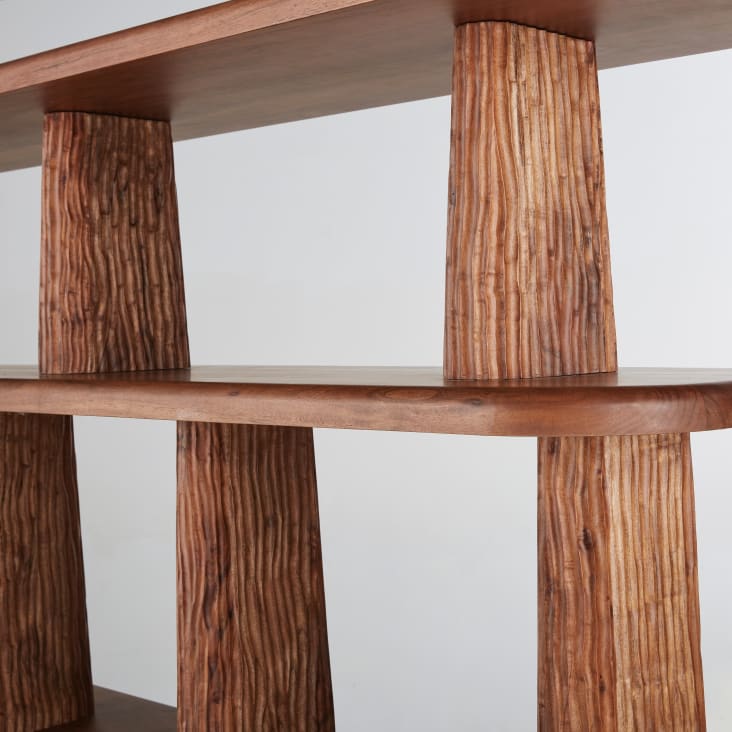 Scaffale basso 3 ripiani, legno massello, 100 x 39,5 x 65 cm MARAWI