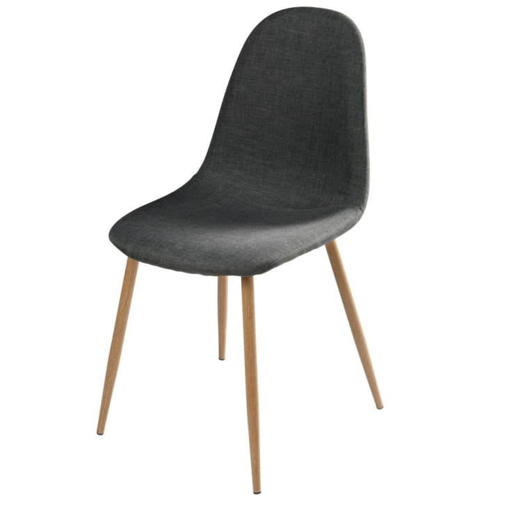 Scandinavische stoel, antracietgrijs en metaal met eikenhouten-Clyde