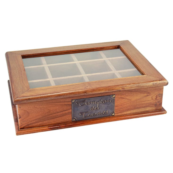 WALDWERK Scatola Porta Tisane In Legno Di Acacia Con 9 Scomparti, Senza Plastica, Da Parete O Da Piano, Per Bustine Di Tè