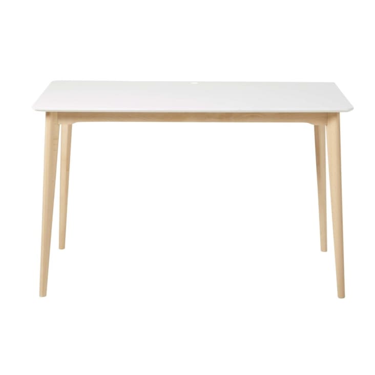Schreibtisch für gewerbliche Nutzung aus massivem Buchenholz, weiß-Mimo Business