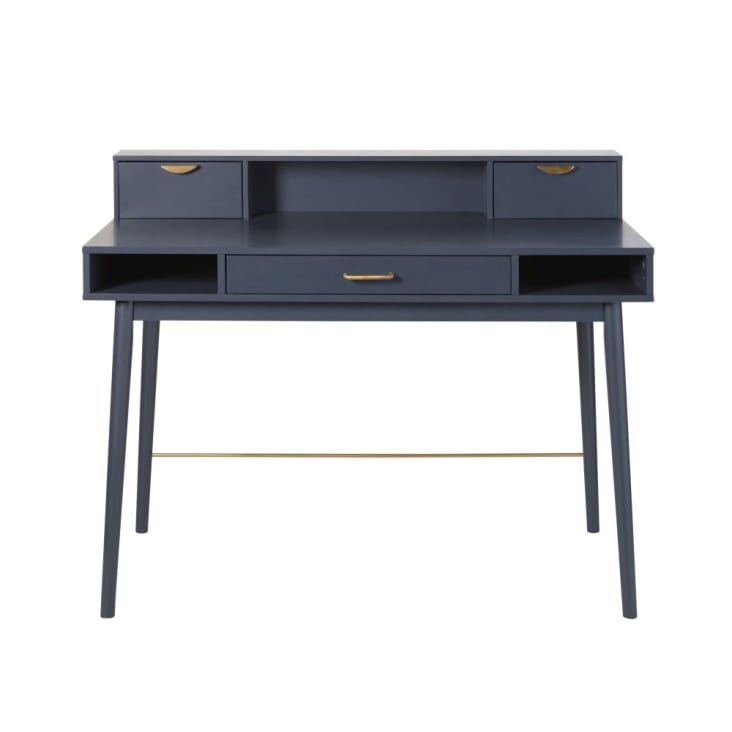 Schreibtisch im Vintage-Stil mit 3 Schubladen, dunkelblau-Penelope