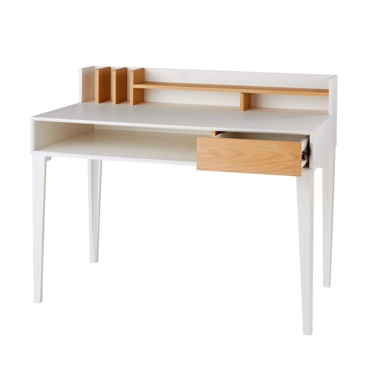 Schreibtisch mit 1 Schublade, weiß-Kara cropped-4