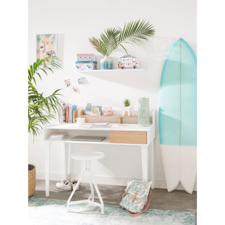 Schreibtisch mit 1 Schublade, weiß-Kara ambiance-8