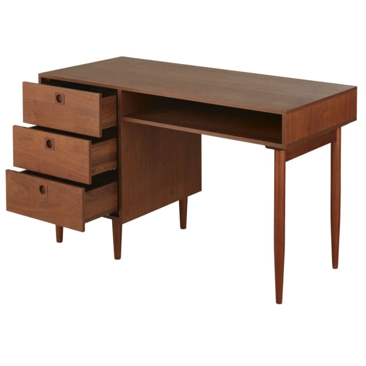 Schreibtisch mit 3 Schubladen, 1 du | Monde Fach, Maisons dunkelbraun