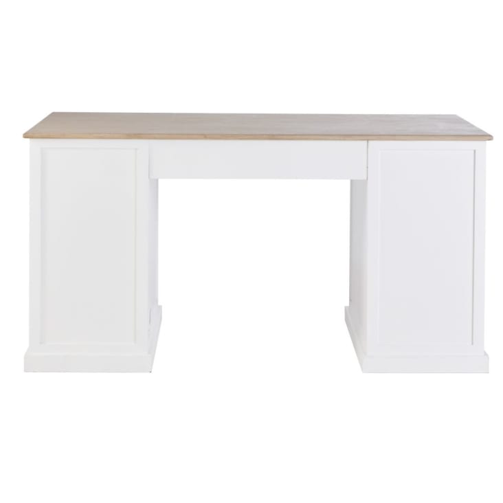 Schreibtisch mit 4 Schubladen und 1 Tür, weiß-Mila cropped-4