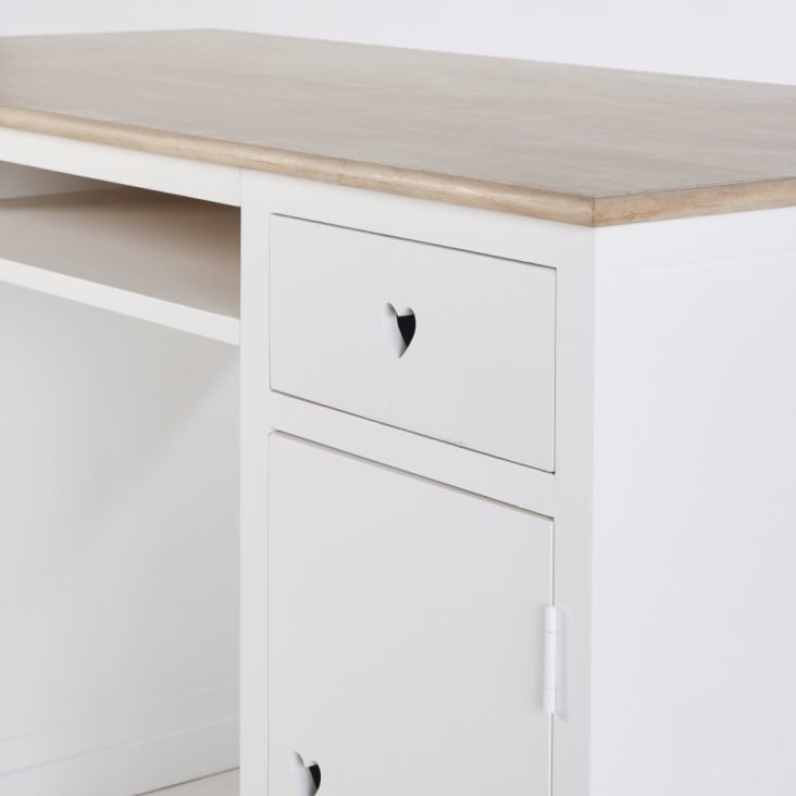 Schreibtisch mit 4 Schubladen und 1 Tür, weiß-Mila cropped-5