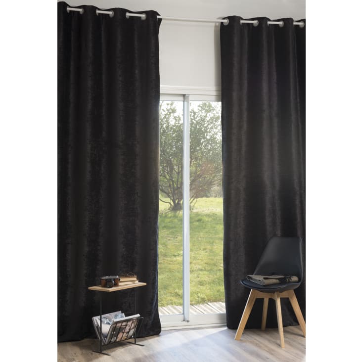 Schwarze Ösenvorhang | du Vorhang aus Maisons 1 Samt, Monde 140x300