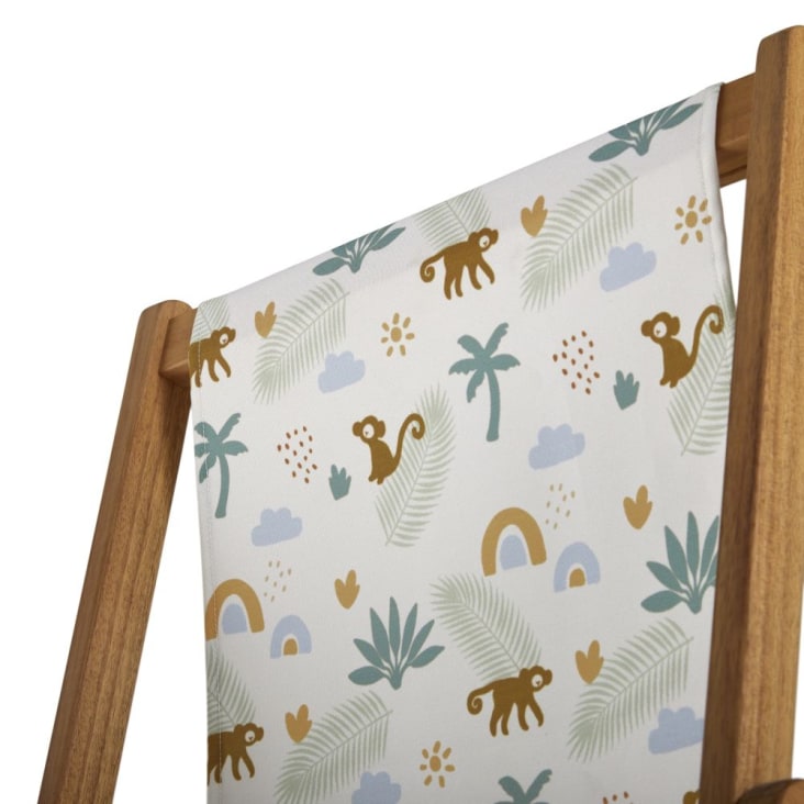 Sedia a sdraio bimbi in acacia massiccia e tela a stampa scimmie/palme-Sweet Monkey cropped-4