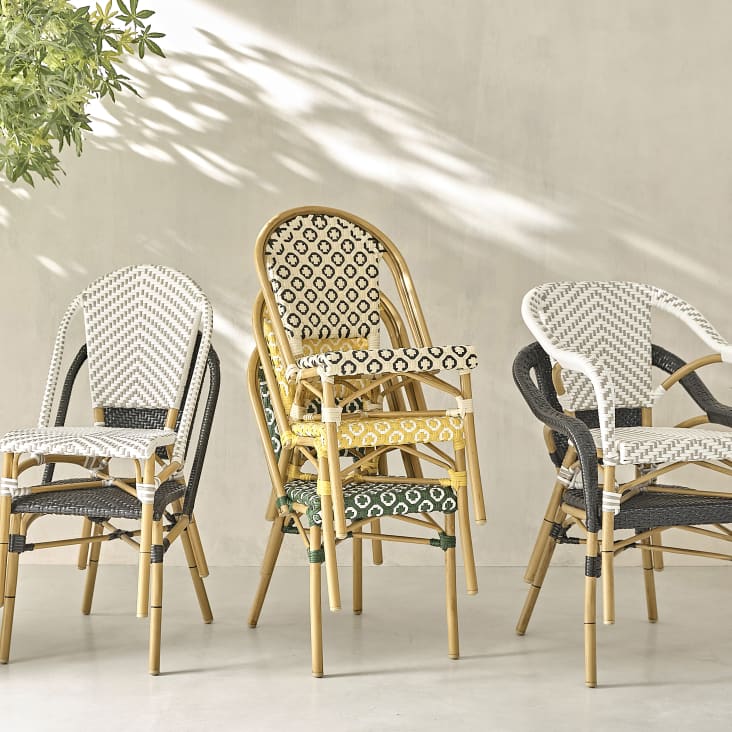 Sedia da giardino professionale in resina intrecciata beige e nera Kafe  Business