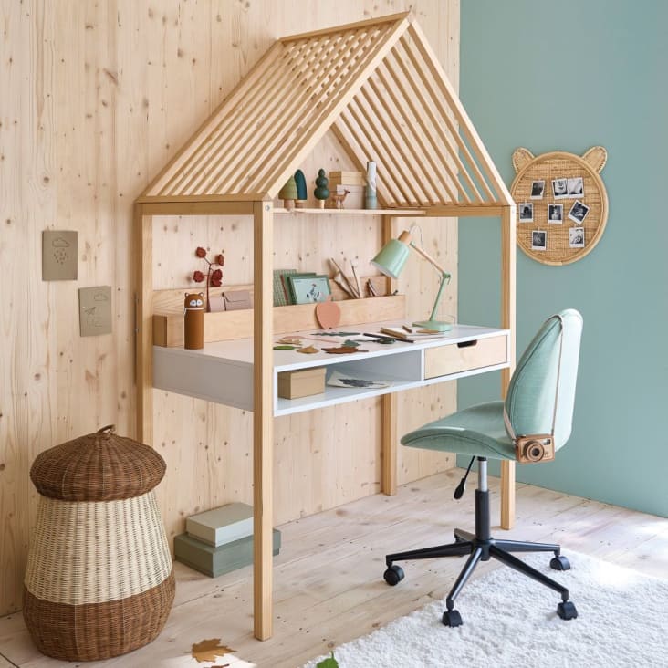 Sedia da scrivania per bambini regolabile Verde con rotelle - Modello Contemporaneo - Verde - tessuto - Maisons du Monde