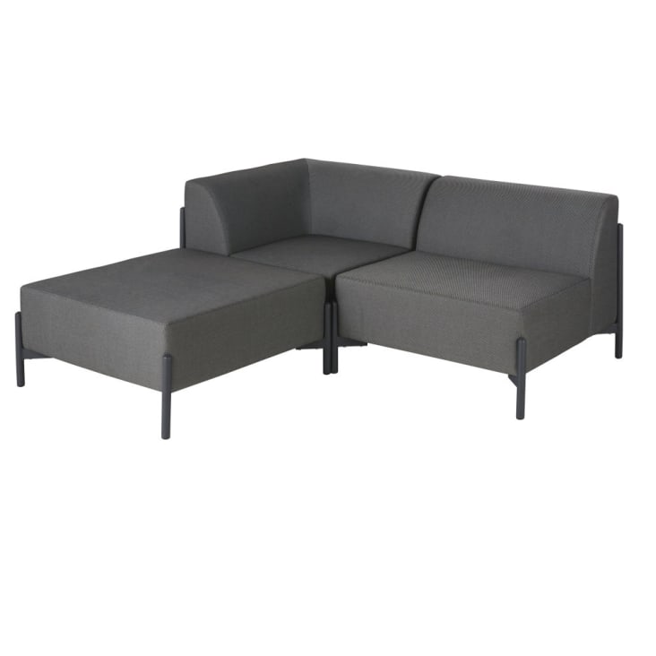 Sedia professionale per divano da giardino modulare in alluminio e rivestimento grigio antracite -Raso Business cropped-6