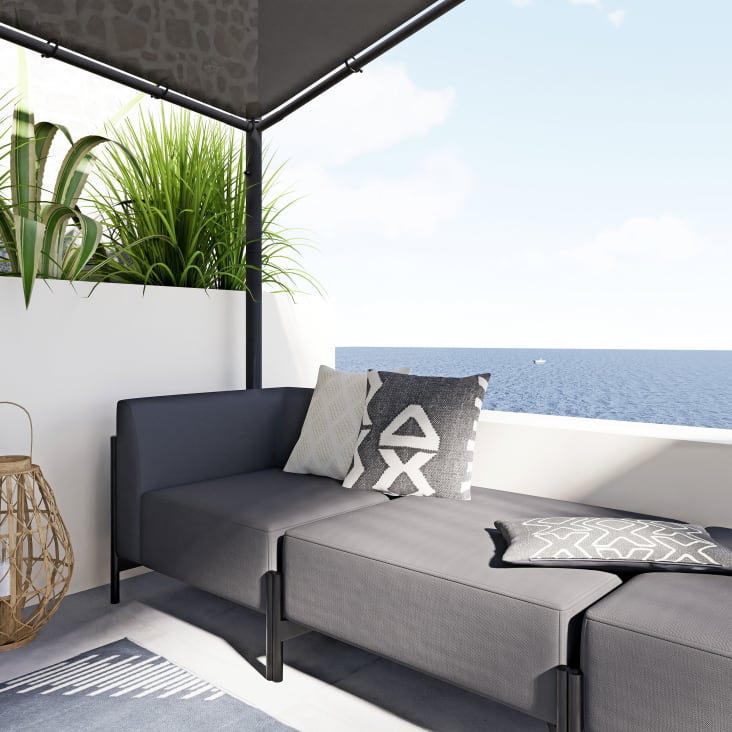 Sedia professionale per divano da giardino modulare in alluminio e rivestimento grigio antracite -Raso Business ambiance-10