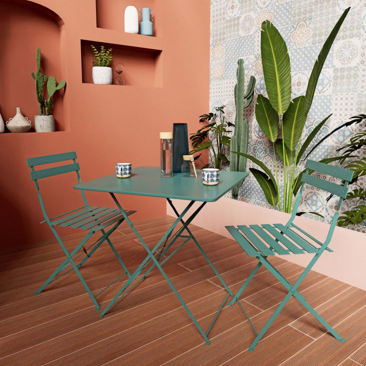 Sedie da giardino professionali pieghevoli in acciaio verde (x2) Guinguette  Business