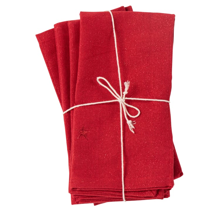 Lot De 3 Serviettes Anciennes Brodées Mono S Rouge + Napperon Offert - Années 1920 - Coton - Vintage Français