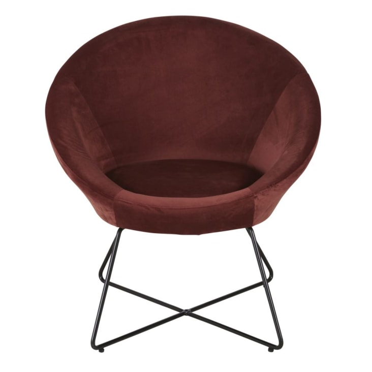Sessel mit schwarzen Metallfüßen und terrakottafarbenem Samtbezug-Hipop cropped-2