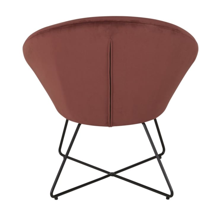 Sessel mit schwarzen Metallfüßen und terrakottafarbenem Samtbezug-Hipop cropped-4
