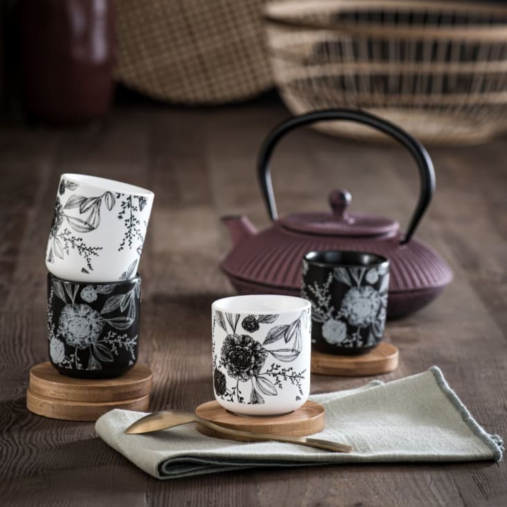 Set tazza con infusore per tè in porcellana con motivi dorati | Maisons du  Monde