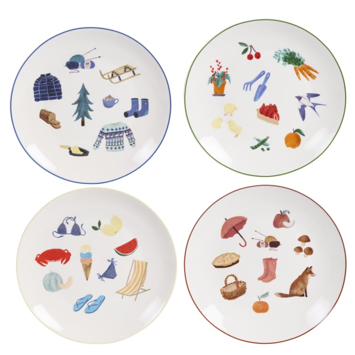 Set 4 Piatti In Melamina Per Bambini - Design Con Animali Da Illustratrice Italiana, Diametro 21cm - Foto 8