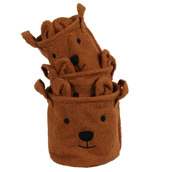 Panier De Rangement Ours En Coton Beige – Grande Capacité, Pliable, Pour Chambre Ou Jouets