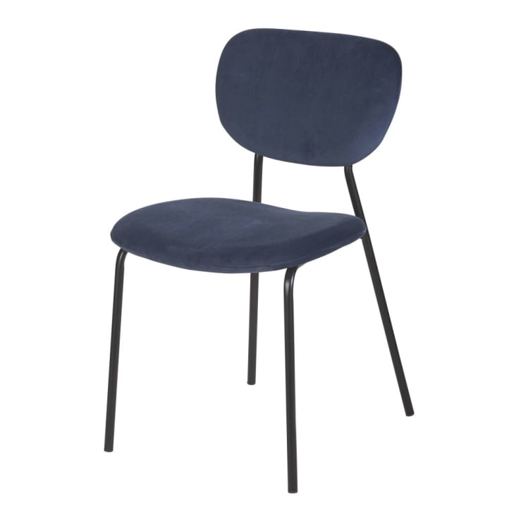 Set van 2 zwarte metalen stoelen voor professioneel gebruik met marineblauw fluweel-Oscarine Business cropped-2