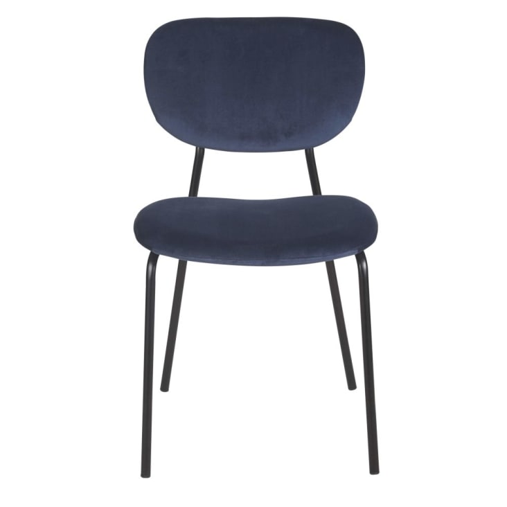 Set van 2 zwarte metalen stoelen voor professioneel gebruik met marineblauw fluweel-Oscarine Business cropped-3