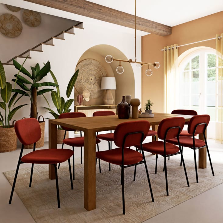 Set van 2 zwarte metalen stoelen voor gebruik met rood fluweel Oscarine Business | Maisons Monde