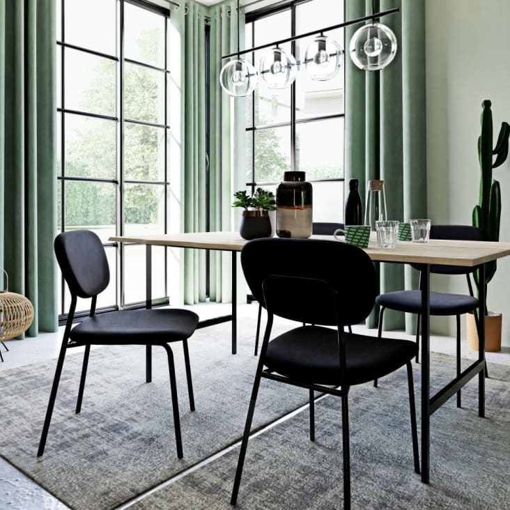 Donau Schijnen klep Set van 2 zwarte metalen stoelen voor professioneel gebruik met zwart  fluweel Oscarine Business | Maisons du Monde
