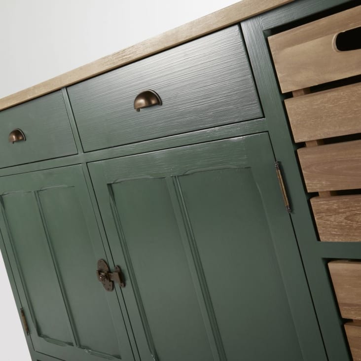 Sideboard mit 2 Türen und 4 Schubladen, dunkelgrün-Beaumont cropped-3