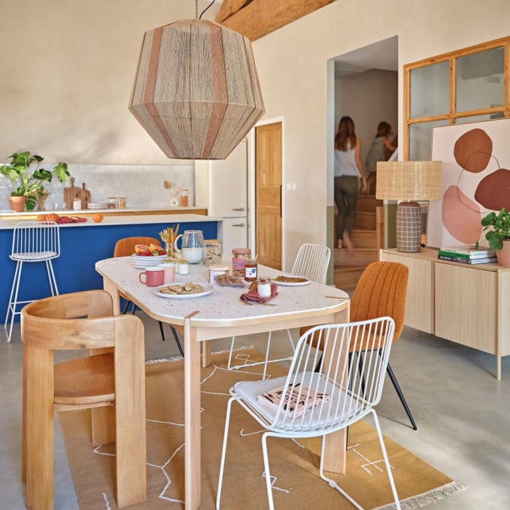 Muebles de hogar Ocio clásicos de madera mesa con sillas de cuero