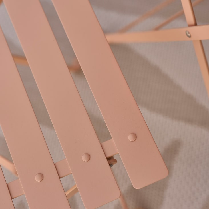 Sillas de comedor de exterior plegables de metal rosa amelocotonado (x2)  Guinguette