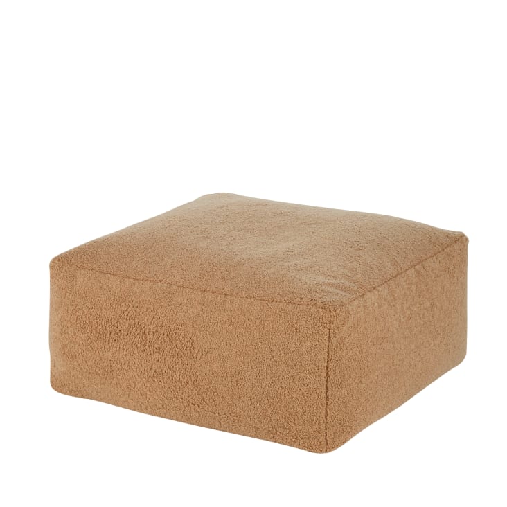 Sitzpouf aus Bouclé-Stoff, beige Ø65cm