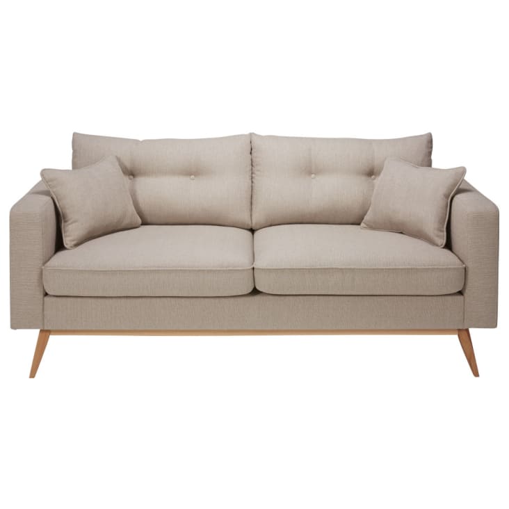Skandinavisches 3-Sitzer-Sofa mit beige Stoffbezug-Brooke
